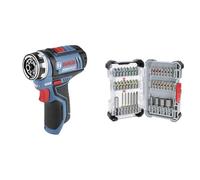 Bosch Professional 12V System GSR 12V-15 FC Cordless Drill/Driver + 43x Extra Hard Screwdriver Bit Set (197 x 110.5 mm, Accessories)