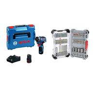 Bosch Professional 12V System GSR 12V-35 HX Cordless Drill/Driver (Incl. 2X 3.0 Ah Rechargeable Battery, Charger) + 43x Extra Hard Screwdriver Bit Set (197 x 110.5 mm, Accessories)