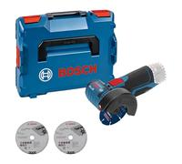 Bosch Professional 12V System GWS 12V-76 cordless angle grinder (three cutting discs, disc diameter: 76 mm, without battery/charger, L-BOXX)