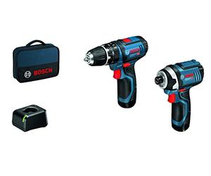 Bosch Professional 12V System Set: Cordless Combi Drill GSB 12V-15 + Impact Driver GDR 12V-105 (incl. 2X 2.0Ah Battery + Charger GAL 12V-40, Bag)
