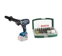 Bosch Professional 18V System BITURBO Cordless Drill Driver GSR 18V-150 C (Maximum Torque of 150 Nm, incl. Aux. Handle, Without Battery/Charger) + 32pc. Screwdriver Bit Set