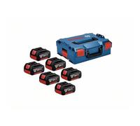 Bosch Professional 18V System Rechargeable Battery Set: 6 x GBA 18V 4.0 Ah (incl. 1/1 L-BOXX inlay for starter sets, in L-BOXX 136)