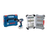 Bosch Professional 18V System Cordless Combi Drill GSB 18V-110 C (incl. Aux. Handle, L-BOXX, Without Battery/Charger) + 43x Extra Hard Screwdriver Bit Set (197 x 110.5 mm, Accessories)