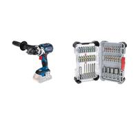 Bosch Professional 18V System Cordless Combi Drill GSB 18V-110 C (max. Torque of 110 Nm, incl. Aux. Handle, Without Battery/Charger) + 43x Extra Hard Screwdriver Bit Set (197 x 110.5 mm, Accessories)