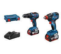 Bosch Professional 18V System Cordless Combi Kit: GDX 18V-200 + GSB 18V-55 (incl. 2X 4.0 Ah GBA 18 V Rechargeable Battery, Quick Charger GAL 18V-40, in L-Carrying Case)