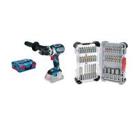 Bosch Professional 18V System Cordless Drill Driver GSR 18V-110 C (incl. Aux. Handle, L-BOXX 136, Without Battery/Charger) + 43x Extra Hard Screwdriver Bit Set (197 x 110.5 mm, Accessories)