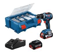 Bosch Professional 18V System Cordless Drill-Driver GSR 18V-55 (Maximum Torque 55 Nm, 1800 RPM, 2 x 4.0Ah Batteries, 18V-20 GAL Charger, 82-Piece Accessory Set, in L-Case Pick & Click)