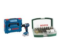 Bosch Professional 18V System Cordless Drill Driver GSR 18V-65 (Brushless Motor, Head Length 166, incl. L-BOXX) + 32pc. Screwdriver Bit Set (PH-, PZ-, Hex-, T-, TH-, S-Bit, Accessories)
