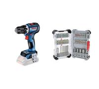 Bosch Professional 18V System Cordless Drill Driver GSR 18V-90 C (Without Battery/Charger) + 43x Extra Hard Screwdriver Bit Set, 43-Piece (197 x 110.5 mm, Professional Accessories Screwdriver, Drill)