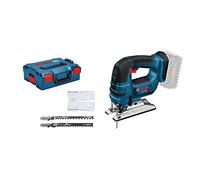 Bosch Professional 18V System Cordless Jigsaw GST 18 V-LI B (bar Version, Cutting Depth in Wood/Alum./Metal: 120/20/8 mm, 3 Jigsaw Blades, Anti-Splinter Guard, Without Battery/Charger, L-BOXX)