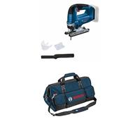 Bosch Professional 18V System Cordless Jigsaw GST 18V-125 B (with Bow Handle, Bevel cuts up to 45° Angles, 1 x Jigsaw Blade, dust Extraction Set) + Bosch Professional toolbag, Size L