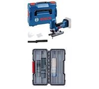 Bosch Professional 18V System Cordless Jigsaw GST 18V-125 S + Bosch Professional 30-Piece Basic for Wood and Metal Jigsaw Blade Set (for Wood and Metal, Accessories for Jigsaws), Black/Silver