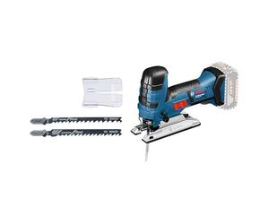 Bosch Professional 18V System Cordless Jigsaw GST 18V-LI S (Barrel Version, Cutting Depth in Wood/alu/Metal: 120/20/8 mm, incl. 3 Jigsaw Blades, Anti-Splinter Guard, Without Battery/Charger)