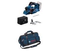 Bosch Professional 18V System Cordless Planer GHO 18V-26 (incl. Dust Bag, Parallel Guide, 1x Extra Wood Razor Blue) + Bosch Professional toolbag, Size L