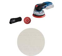 Bosch Professional 18V System Cordless Random Orbit Sander GEX 18V-125 + Bosch 25x Expert M480 Sanding Net (for Drywall, Hardwood, Ø 225 mm, Grit 120, Professional Accessory Drywall Sander)