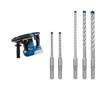 Bosch Professional 18V System Cordless Rotary Hammer GBH 18V-24 C + 5X Expert SDS plus-7X Hammer Drill Bit Set (for Soft Stone, Hard Stone, Ø 5-10 mm)