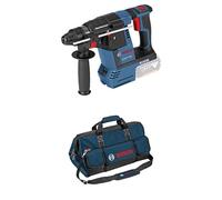 Bosch Professional 18V System Cordless Rotary Hammer GBH 18V-26 (SDS Plus, incl. Aux. Handle, Machine Cloth, Depth Stop 210mm, Without Battery/Charger) + Bosch Professional toolbag, Size L