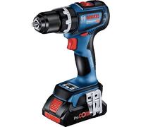 Bosch Professional 18V System Drill-Screwdriver with Cordless Percussion GSB 18V-90 C (incl. 2 Batteries 5.0 Ah, Battery Charger GAL 18V-40, in L-BOXX)