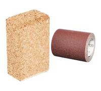 Bosch Professional 1x Cork Hand Sanding Block (60 x 100 mm, Accessories for Hand Sanding) + 1x Sanding Roll C410 Standard for Wood and Paint (93 mm x 5 m, Grit 120, Tearable, Accessories)