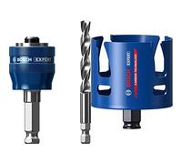 Bosch Professional 1x Expert Power Change Plus Hole Saw System Adapter (Ø 7,15 mm) + 1x Expert Construction Material Hole Saw (for Softwood, Ø 80 mm, Accessories Rotary Impact Drill)