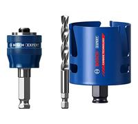Bosch Professional 1x Expert Power Change Plus Hole Saw System Adapter (Ø 7,15 mm) + 1x Expert Construction Material Hole Saw (for Softwood, Ø 73 mm, Accessories Rotary Impact Drill)