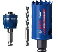Bosch Professional 1x Expert Power Change Plus Hole Saw System Adapter (Ø 7,15 mm) + 1x Expert Tough Material Hole Saw (for Wood with Metal, Ø 40 mm, Accessories Rotary Impact Drill)