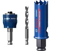 Bosch Professional 1x Expert Power Change Plus Hole Saw System Adapter (Ø 7,15 mm) + 1x Expert Tough Material Hole Saw (for Wood with Metal, Ø 22 mm, Accessories Rotary Impact Drill)