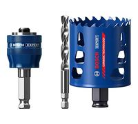 Bosch Professional 1x Expert Power Change Plus Hole Saw System Adapter (Ø 7,15 mm) + 1x Expert Tough Material Hole Saw (for Wood with Metal, Ø 64 mm, Accessories Rotary Impact Drill)