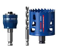 Bosch Professional 1x Expert Power Change Plus Hole Saw System Adapter (Ø 7,15 mm) + 1x Expert Tough Material Hole Saw (for Wood with Metal, Ø 73 mm, Accessories Rotary Impact Drill)