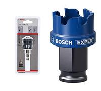 Bosch Professional 1x Power Change Plus Adapter (Socket 3/8“ hexagonal shank, Ø 8,7 mm) + 1x Expert Sheet Metal Hole Saw (for Steel, Stainless steel sheets, Ø 25 mm, Accessories Rotary Impact Drill)