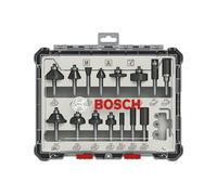 Bosch Professional 2607017473 15-Piece Milling Cutter Set for Wood for Router with 1/4 Inch Shank, Colour, 1/4 Zoll