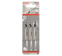 Bosch Professional 3 x Jigsaw blade T 101 D Clean for Wood (for softwood, straight cut, accessories jigsaw)