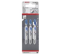 Bosch Professional 3x Jigsaw Blade T 118 EFS Basic for Inox (for Stainless steel sheets, Accessories Jigsaw)