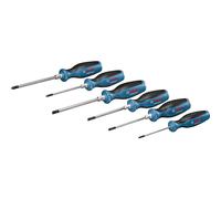 Bosch Professional six-part screwdriver set (cross-headed and slotted screwdriver, continuous steel blade and steel cap)