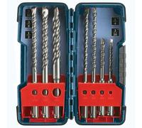 Bosch Professional 7 Piece Carbide-Tipped SDS-plus Rotary Hammer Drill Bit Set with Storage Case HCK001 , Gray