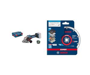 Bosch Professional BITURBO GWS 18V-15 SC Cordless Angle Grinder (with connectivity Module, ex atteries, in L-BOXX 136) + 1x Expert Diamond Metal Wheel X-Lock Cutting Disc (Cast Iron, Ø 125 mm)