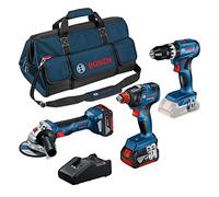Bosch Professional Combo Kit GSB 18V-45 + GDX 18V-200 + GWS 18V-7 (incl. 2x5.0 Ah Batteries, Charger GAL 18V-40, in Medium Tool Bag)