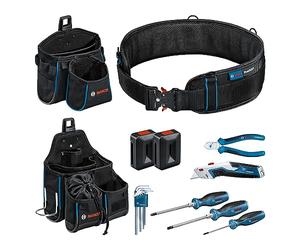 Bosch Professional Combo Kit Toolbelt and Hand Tools Set (incl. 1x Belt 108, 1x GWT 2, 1x GWT 4, 2x ProClick Holder, 3x Screwdrivers, Hex Key Set 9 pc., 1x Diagonal Side Cutter, 1x knife)