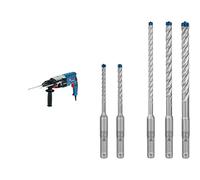 Bosch Professional Corded Rotary Hammer Drill with SDS Plus GBH 2-28 + 5X Expert SDS plus-7X Hammer Drill Bit Set (for Soft Stone, Hard Stone, Ø 5-10 mm)