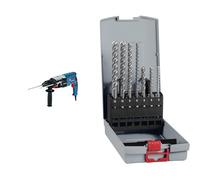 Bosch Professional Corded Rotary Hammer Drill with SDS Plus GBH 2-28 + 7X PRO SDS plus-5X Hammer Drill Bit Set (for Concrete, Lime and Sand Bricks, Ø 5-12 mm)