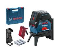 Bosch Professional cross line laser GCL 2-15 (red laser, interior, with plumb points, working range: 15 m, 3 x AA batteries, RM 1 rotating mount, laser target plate, protective bag, carrying case)