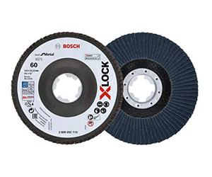Bosch Professional Flap Disc (X-Lock, Ø 115 mm, grit Size K60, bore Ø 22.23 mm, Angled, Angle Grinder Accessories)