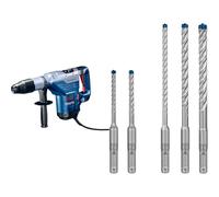 Bosch Professional GBH 5-40 DCE Corded 240 V Rotary Hammer Drill with SDS Max, Blue + 5X Expert SDS plus-7X Hammer Drill Bit Set (for Soft Stone, Hard Stone, Ø 5-10 mm)