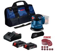 Bosch Professional GEX 185-LI 18v 125mm Brushless Orbital Sander Kit 2X 2.0ah