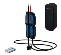 Bosch Professional Voltage Tester GVT 1000-15 (Voltage Testing up to 1000 V AC/DC, LED Feedback, Buzzer, Vibration alerts, IP65, Built-in Flashlight, 125 cm Cable, 2x1.5 V LR03 (AA), Pouch)