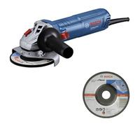 Bosch Professional GWS 12-125 corded angle grinder (Ø disc: 125 mm, 1200 W, restart protection, grinding disc, protective cover, lock nut, standard auxiliary handle)
