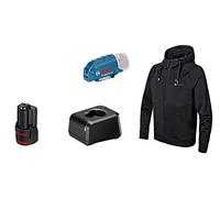 Bosch Professional Heated Hoodie GHH 12+18V XA (in AA 12V-21 USB charging adapter + GBA 12V 2.0Ah battery + GAL 12V-20 charger) - size M