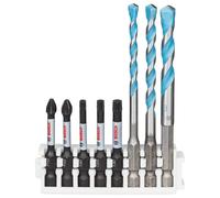 Bosch Professional Hex-9 Multiconstruction Mixed Pack 5, 6, 8mm With Impact Power Bit 50mm Ph2, Pz2, T20, T25, T30 Pick & Clic