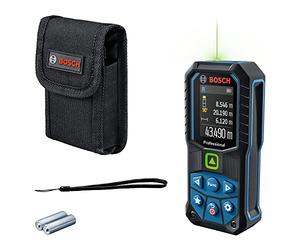 Bosch Professional Laser Rangefinder GLM 50-23 G (green beam, inclination sensor, range: up to 50 m, strength, IP65, accuracy ±1.5 mm*, 2 AA batteries, wristband, cover)