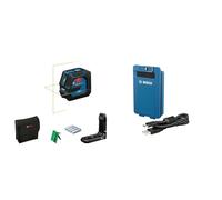 Bosch Professional line Laser GLL 20-22 G (Bracket LB 10, Green Laser, Indoor use, Dual Power Source, 2 x 1.5V LR6 Batteries) + BA 3.7V 3.0Ah XL Li-Ion Battery (USB-C Charging Port)